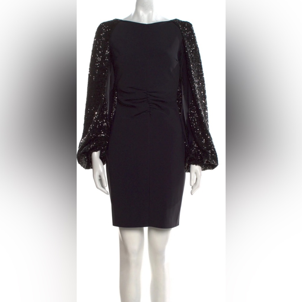 Chiara Boni Black Dress with Sequin Sleeves